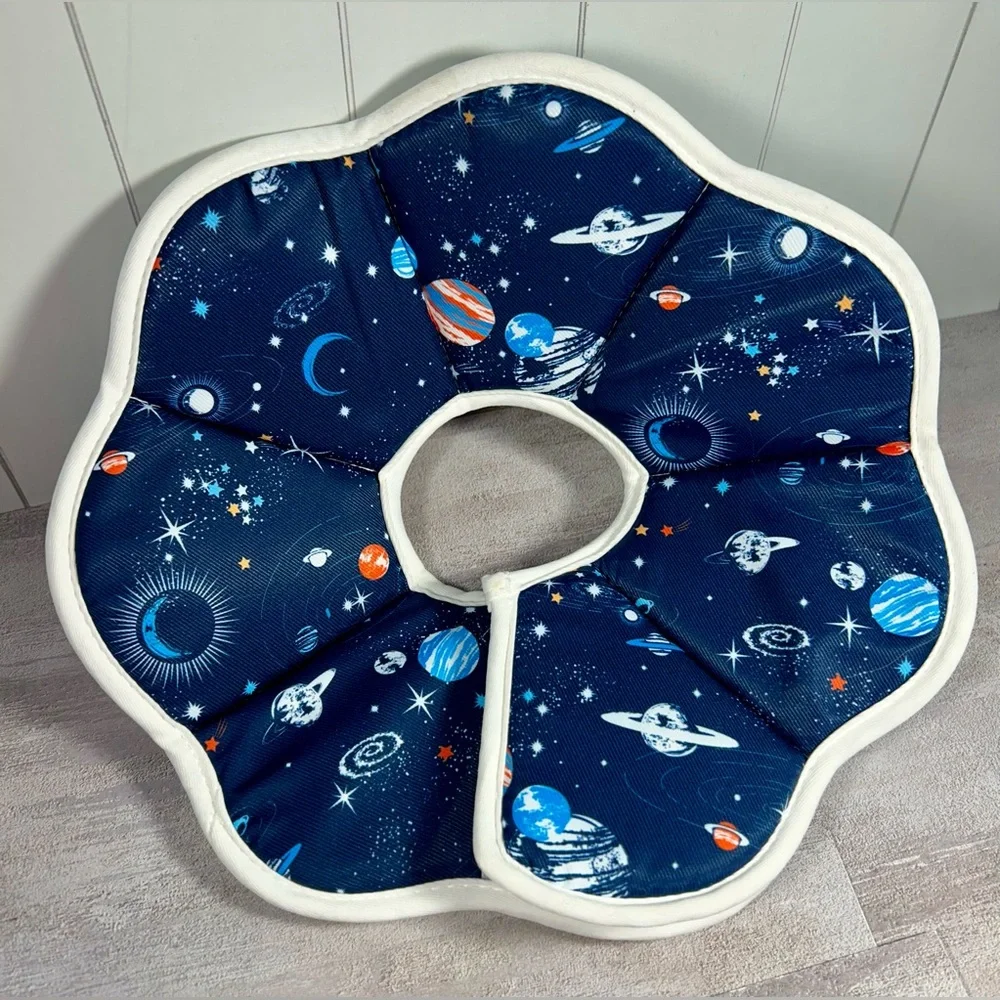 Space-Print Soft Recovery Collar for Cats - Navy